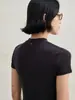 Estructura Simple Minimalista Estilo ROW Camiseta de Manga Corta Cuello Redondo Pequeño de Lana Tencel Inteligencia Alta Estándar para Viajes al Trabajo Hombro Recto Ajuste Delgado Top