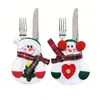 Suministros de decoración navideña restaurante hotel diseño nuevo no tejido muñeco de nieve viejo bolsa para cubiertos de Navidad traje de vajilla