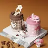 Copo Térmico Hello Kitty para Meninas, Copo de Café Portátil de Uso Duplo, Copo com Canudo Cartoon de Aço Inoxidável 316, Copo de Bolso