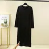 Vestido Plus Size Outono e Inverno para Mulheres Estilo Coreano Manga Longa Saia Longa Gola Redonda Gorduchas Solto Roupa de Casa Camisola Reta