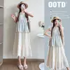 En stock Nuevo Verano Youyou Mangas de Mosca Pequeña Dulce Linda Moda Tendencia Top para Mamá Mujeres Embarazadas Falda de Soporte para el Vientre de Mujeres Embarazadas