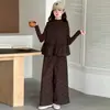 Conjunto Otoñal para Niña Estilo Coreano Retro de Lunares Chaleco en Capas para Niña Conjunto de Tres Piezas Moda Pantalones de Pierna Ancha Tendencia