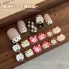 Desenho Animado Popular Kt Fofo Laço 3D Usando Chapéu Estampa de Leopardo Gato Decoração 3D para Unhas