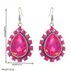 Colgante Cuadros Gota de Agua Incrustado de Diamantes Nuevo Transfronterizo Pendientes de Turquesa Personalizados Retro de Alta Calidad para Fiesta de Mujer