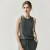 Conjunto de Tres Piezas para Mujer: Pantalones Anchos Florales Casuales de Lujo, Cárdigan, Chaleco Suave Elegante, Cachemir Ajustado