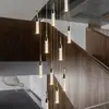 Nuevo Creativo Cristal Escalera Araña Vestíbulo Sala de Exposiciones Hotel Moderno Simple Lujo Ligero Escalera Giratoria Línea Larga Araña