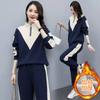 Traje deportivo con forro polar grueso para mujer, otoño e invierno 2024, nuevo estilo coreano, sudadera de manga larga, ropa informal, conjunto de moda de dos piezas