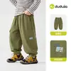 Calça Infantil Família Dudu Outono Novo Estilo Calça de Trabalho 100% Algodão para Meninos Calça Esportiva para Meninas Calça de Bebê Bonita Tendência