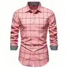 Camisa casual de manga larga con cuello, ajuste slim, estampado digital a cuadros, impresión 3D, talla europea, comercio exterior transfronterizo de Amazon