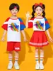 Fantasia Infantil Fantasia Infantil de Dança Estilo Chinês Fantasia Costurada para Equipe de Cheerleading Fantasia para Aula de Esportes de Alunos do Ensino Fundamental