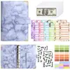 Agenda A5 de piel con patrón de mármol transfronterizo, cuaderno organizador de efectivo, presupuesto de ahorros, con logo personalizado