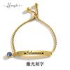 Pulsera de acero inoxidable con hebilla de tracción elástica y diseño de tarjeta doblada con incrustaciones de diamantes, estilo personal simple europeo y americano, joyería de mano para hombres y mujeres, comodín, una generación de cabello
