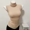 Cintura Pequeña Buena Para Usar Figura Bonita Sin Mangas Elegante Ajustado Color Sólido Cuello Alto Elegante Body Parte Inferior Top Camiseta