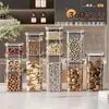 Lata sellada Frasco de almacenamiento de cocina transparente Caja de almacenamiento para productos secos, bocadillos, granos y cereales Botella de almacenamiento Nueces A prueba de humedad A prueba de polvo