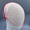 Diadema de malla para jaula de pájaros transfronteriza, velo de pedrería roja festiva de Año Nuevo para cubrir el rostro, joyería para el cabello de mascarada JM06