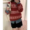 Nuevo Suéter de Punto Grueso Holgado Estilo Navideño Otoño/Invierno 2025 Suéter Pulóver de Cuello Redondo Estilo Étnico Retro para Mujer