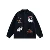 Sudadera con bordado de cachorro gris Cardigan Cleanfit Estilo coreano Estilo perezoso Holgada Chaqueta Bf Chaqueta de béisbol