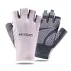 Guantes Delgados de Protección Solar para Hombres y Mujeres, Seda de Hielo, Verano, Ciclismo al Aire Libre, Conducir, Antideslizantes, Elásticos, Transpirables, Sin Dedos, Pantalla Táctil, Medio Dedo