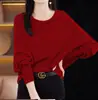 Nuevo suéter de cachemira para mujer estilo otoño e invierno con cuello de solapa y mangas murciélago, jersey de punto de corte holgado con un diseño elegante