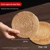 Tapete de isolamento térmico de Rattan doméstico lavável sem odor isolamento térmico anti-queimadura porta-copos vintage tecido à mão antiderrapante jogo americano