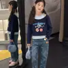 Atacado Dropshipping de Xiaoxian Limão Sete para Meninas, Novo Estilo Outono Camiseta Falsa de Duas Peças com Estampa de Animal Cartoon Top Fofo