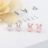 Versão coreana de brincos rose gold femininos hibisco pó de gema cristal coelho brincos brincos de temperamento fabricantes de joias atacado