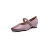 Sapatos Femininos Mary Jane de Couro Genuíno Estilo Artístico Vintage Cor Polida Bico Redondo Salto Baixo Sapatos Femininos de Camada Única Novos Roxo Elegantes de Salto Grosso