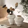 Jarrón de cerámica rústica blanco envejecido vintage de Jingdezhen, tarro de cerámica rústico estilo wabi-sabi, adorno decorativo artístico para sala de estar mueble de TV