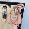 Bolsa Feminina Estilo Bolinho Moda Retrô 2026 Nova Versátil Transversal Corrente de Contas Nicho Bolsa Transversal