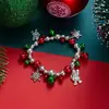 Navidad Nuevo Dibujo Animado Aleación Goteo de Aceite Muñeco de Nieve Papá Noel Copo de Nieve Colgante Pulsera Accesorios para Fiesta Festiva