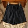 Pantalones de Algodón y Lino de Ganchillo Huecos Retro Nuevos de Verano para Mujer, Shorts de Encaje Artístico, Pantalones Casuales, Pantalones Rectos Adelgazantes para Verano
