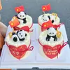Decoración de Adornos para Pastel de Panda Gigante del Día Nacional 2026 Aniversario Grande Pegatinas Juveniles Inserciones Bandera Roja Pequeña Banderas