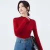 Suéter de Lã Puyuan 100% Puro Feminino Gola Alta Meia Suéter Tricô Integrado Sem Costura Suéter Camada Base de Lã Merino para Mulheres