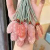 Colgante de Paz de Seda Dorada Flor de Durazno Jade Flor de Durazno Rosa Nube de Buda Candado Amuleto Colgante de Jade