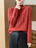 Suéter de Lana Gruesa con Trenzas de Cuello Alto para Otoño e Invierno, Jersey de Punto Grueso de Color Sólido Holgado de Manga Larga, Nuevo Estilo