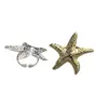 Anillo de Estilo Vacacional de Plata con Diseño Exagerado de Estrella de Mar Cóncavo y Convexo para Mujer, Abierto Ajustable, Anillo Geométrico Versátil