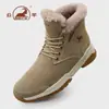 Botas de Nieve Cálidas de Piel de Borrego Genuina para Hombre, Nuevas para Otoño e Invierno, Forradas de Felpa, de Caña Alta, Antideslizantes, Resistentes al Desgaste, para Exteriores
