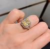Zhuang Shengsheng Jóias Retro Caibao Zircon Simulação Diamante Amarelo Retângulo Pingente Brincos Anel Colar Conjunto de Jóias Femininas