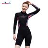 Traje de Buceo Dive&Sail para Hombre de 1.5 mm de una Pieza con Mangas Largas, Shorts de Buceo, Traje de Baño Engrosado Cálido para Surf y Snorkel para Mujer