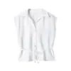 Roupas Femininas Novas Primavera 2026 Aliexpress Transfronteiriço, Camisa Elegante e Estilosa Sem Mangas Gola Lapela Cor Sólida Cetim de Seda 3081399