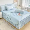 2026 Novo Modelo Feijão de Gelo Polímero Resfriamento Impresso Saia de Cama Estilo Tapete Conjunto de Três Peças Sombra da Lua