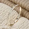 Pulsera de Acero Inoxidable con Circonita de Trébol de Cuatro Hojas, de Gran Venta Transfronteriza, Pulsera Sencilla y Versátil de Acero de Titanio Dorado de 18K para Mujer
