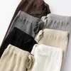 Pantalones de punto de lana para mujer, pierna ancha, engrosados para otoño e invierno, con caída fluida, blancos, de cintura alta, pierna recta, hasta el suelo, corte holgado y diseñados para usar como prenda exterior