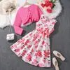 Traje infantil CUDA Comercio Exterior Europeo y Americano Ropa Infantil Primavera Nuevo Estilo Estilo Occidental Vestido Estampado para Niñas Chaqueta de Manga Larga Conjunto de Dos Piezas