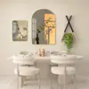 Pintura Decorativa de Restaurante Estilo Creme Nórdico Cor Quente Quente Criativa Mural de Parede de Fundo Combinação de Sala de Jantar e Mesa de Jantar Pintura Pendurada
