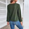 Amazon Transfronterizo Europeo y Americano 2024 Otoño Nuevo Cuello en V Tops de Mujer Texturizado Camiseta de Canalé Tejido de Punto de Manga Larga