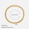 Tendencia de Moda Europea y Americana Pulsera de Acero Inoxidable Chapado en Oro Real Textura Lisa Acero Titanio Cadena Cubana Joyería para Mujer al Por Mayor