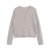 Otoño 2025 Nuevo Moda Callejera Europea y Americana para Mujer Color Sólido Cuello Redondo Manga Larga Tejido de Punto W089009