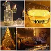 Lámpara solar LED de cadena alambre de cobre lámpara decorativa navideña luces de cadena para jardín exterior patio lámpara con forma de hierro