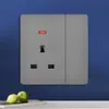 Tomada de Parede Cinza Versão Hong Kong e Austrália Tomada Estilo Britânico 13A com Painel de Interruptores de Carregamento Tipo-C+USB para Exportação